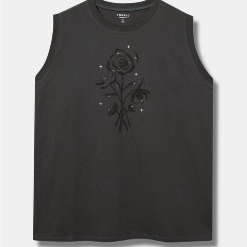 Torrid Celestial Flowers Relaxed Cotton Slide Slit Tank Top | Size 2